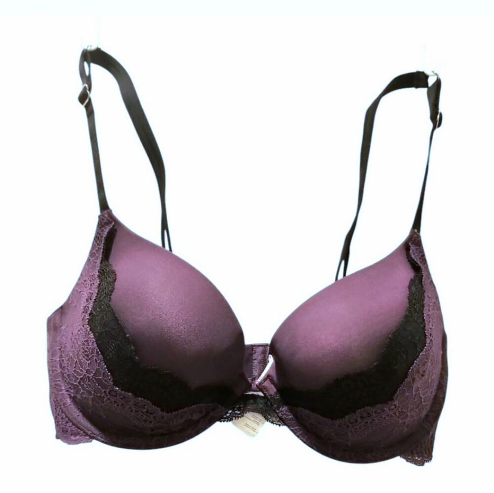 Scandale Paris Purple Lace Underwire Push-up Bra 34D Adjustable Straps